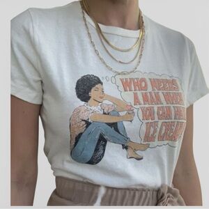 Re/Done White Graphic Tee Size S | Vintage-Inspired Retro Print T-Shirt